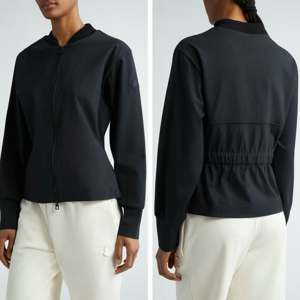 Moncler Punto Milano Zip Cardigan Jacket Black Women's Size XL